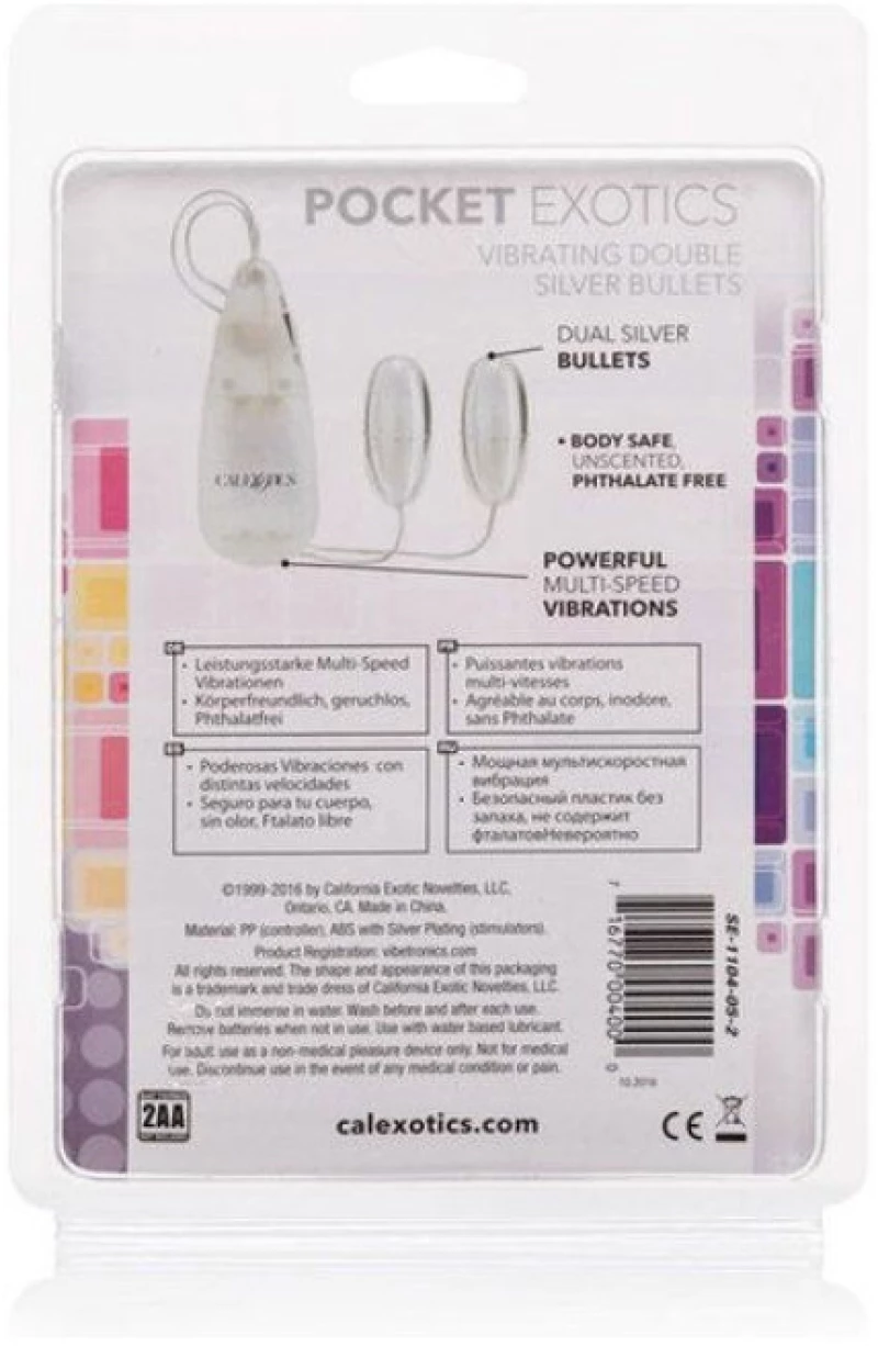 CALEX VIBRATING BULLETS SILVER  DUO