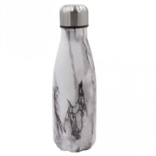 Ανοξείδωτο Θερμός 350ml με Βιδωτό Καπάκι & Εφέ Μαρμάρου - Marble Effect Thermos Λευκό