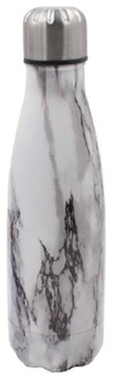 Ανοξείδωτο Θερμός 500ml με Βιδωτό Καπάκι & Εφέ Μαρμάρου - Marble Effect Thermos Λευκό