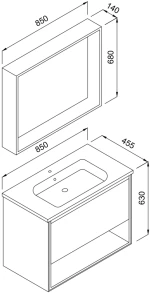 Σετ Έπιπλο Μπάνιου NEW LUNA Λευκό MDF 18mm Λάκα 85 9SLUN085WBN