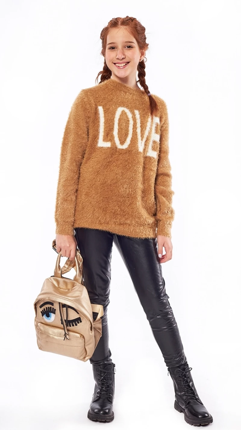 Εβίτα Fashion Πουλόβερ Love, Μπεζ