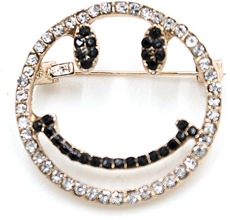 ΚΑΡΦΙΤΣΑ ΕΠΙΧΡΥΣΗ σε σχέδιο "smile" με λευκά και μαύρα στρας.