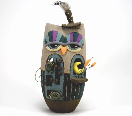 Χειροποίητο Κεραμικό, σοφή κουκουβάγια, που παίρνει και Ρεσώ