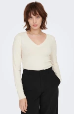 Πουλόβερ "V-neck" εκρού (Εκρού)