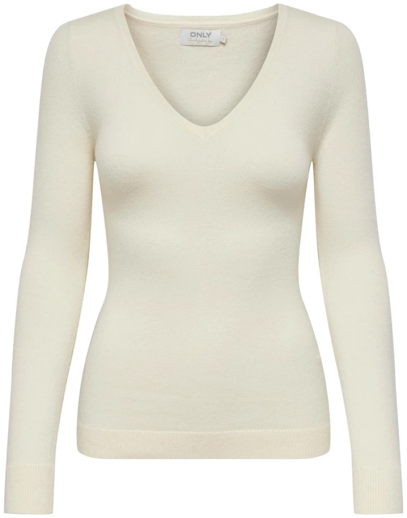 Πουλόβερ "V-neck" εκρού (Εκρού)