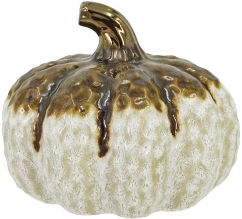 Κολοκύθα Κεραμική Δίχρωμη Εκρού Μπρονζέ Μεσαία Φ18x14.5Cm Marhome