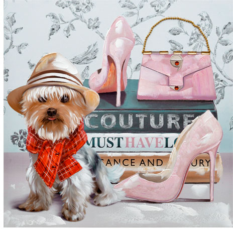 Πίνακας Καμβάς Σκυλάκι Κόκκινο Κασκόλ 60x60x3Εκ