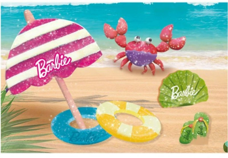 Πλαστελίνη Γκλίτερ Barbie Kit Camper Με 3 Βαζάκια Καρδιά