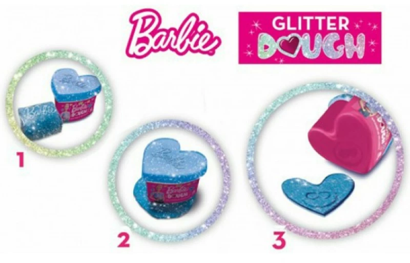 Πλαστελίνη Γκλίτερ Barbie Kit Camper Με 3 Βαζάκια Καρδιά