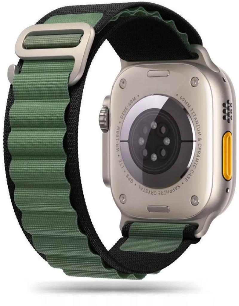 Tech-Protect Nylon Pro Band Black/Military Green-Apple Watch Series 42/44/45/49mm