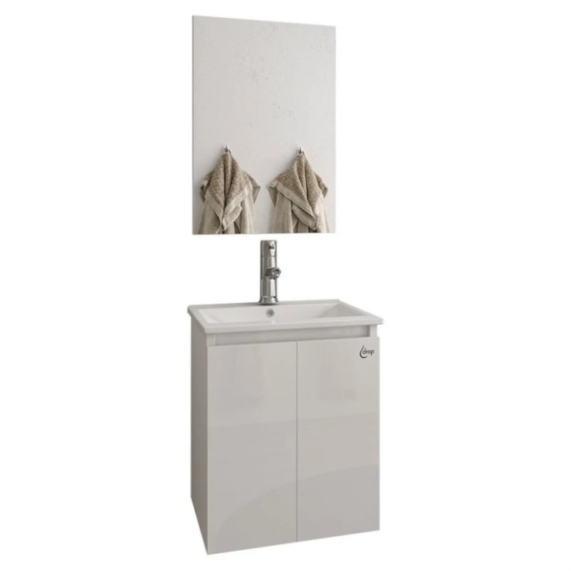 Drop Verona 40 Slim White Gloss - Πάγκος με Νιπτήρα & Καθρεφτης
