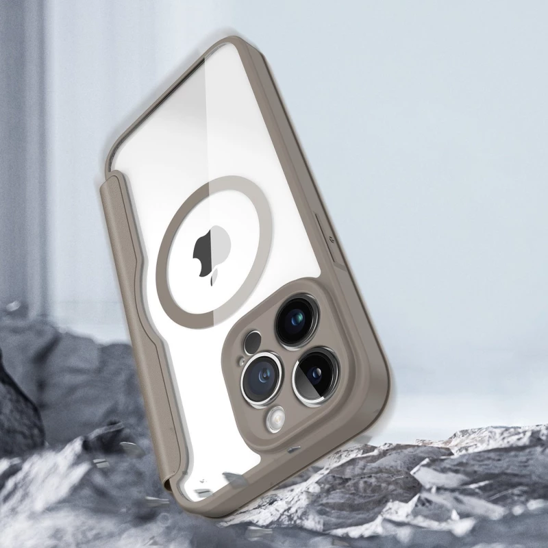 Dux Ducis Skin X Pro case Θήκη για iPhone 14 Pro Max MagSafe magnetic flip case beige*