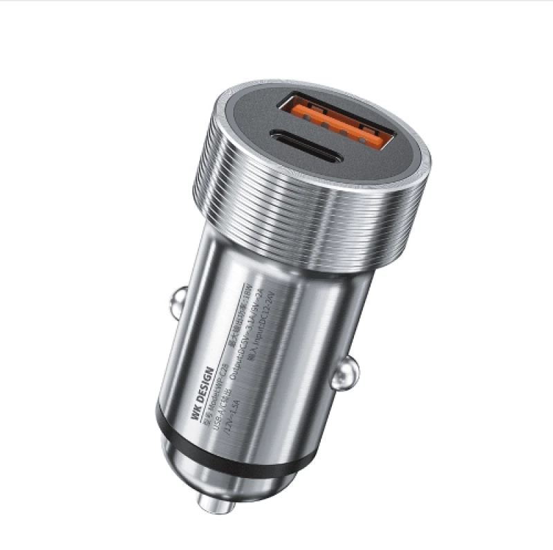 WK WP-C28 18W Titanium PD+QC3.0 Dual USB Car Charger silver*
