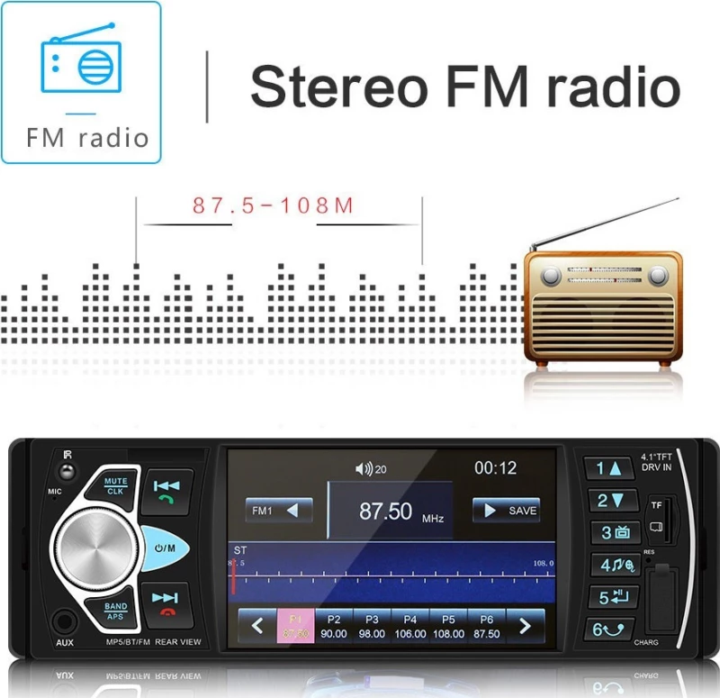4020D Ηχοσύστημα Αυτοκινήτου Universal 1DIN (Bluetooth/USB/AUX) με Οθόνη 4.1"