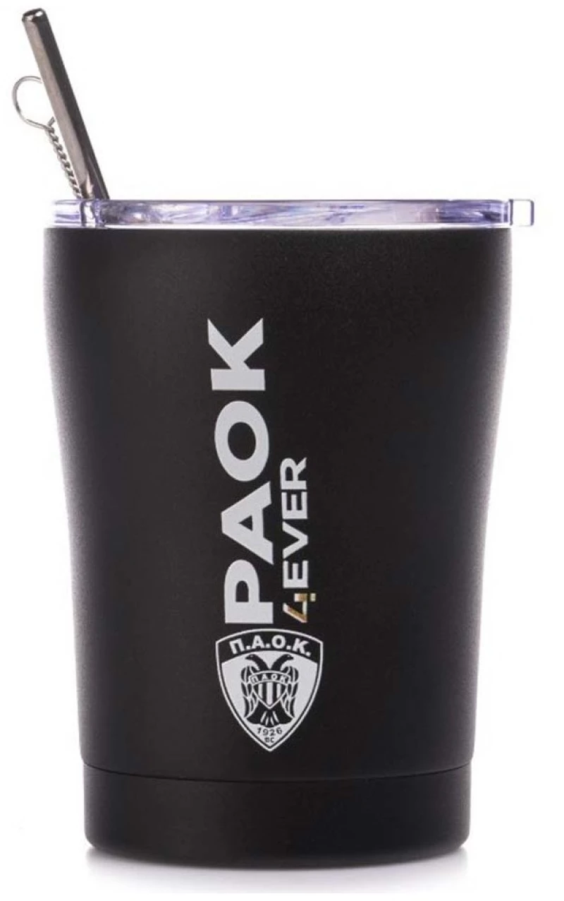 Estia Coffee Mug PAOK BC Ποτήρι Θερμός με Καλαμάκι 350ml