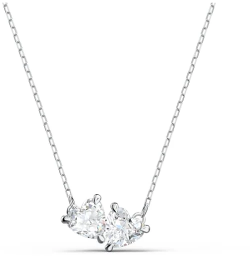 Attract Soul necklace, Heart, White, Rhodium plated 5517117  Επιροδιομένο