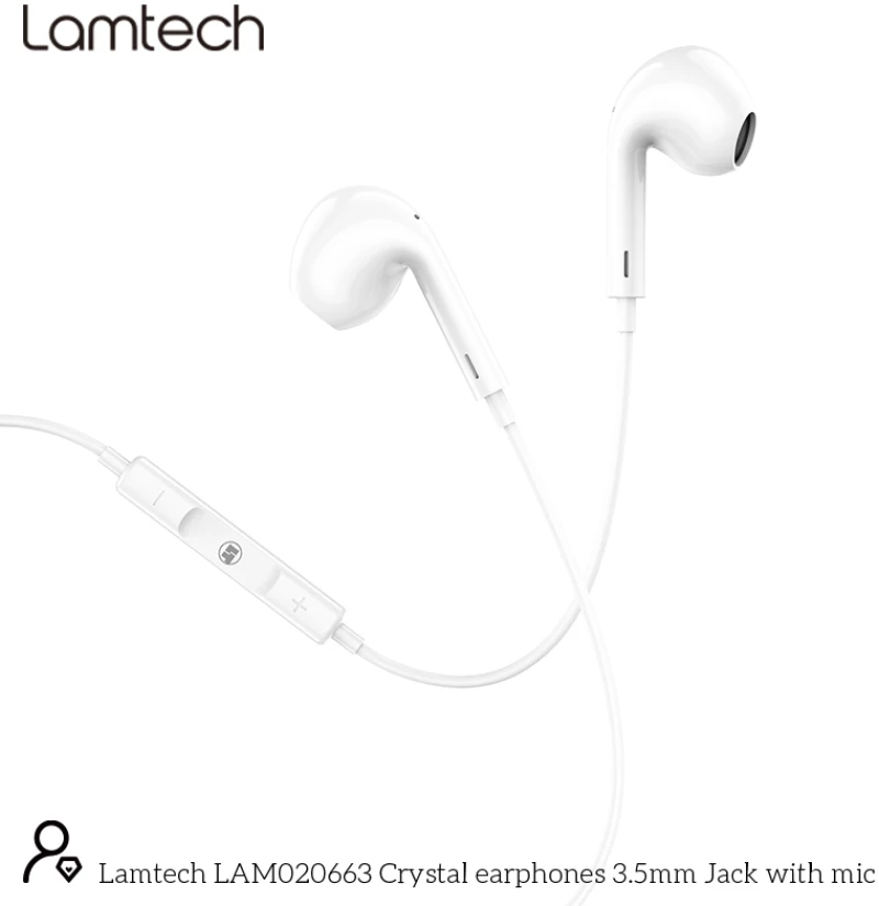 LAMTECH HANDSFREE STEREO 3,5mm JACK WITH MIC WHITE