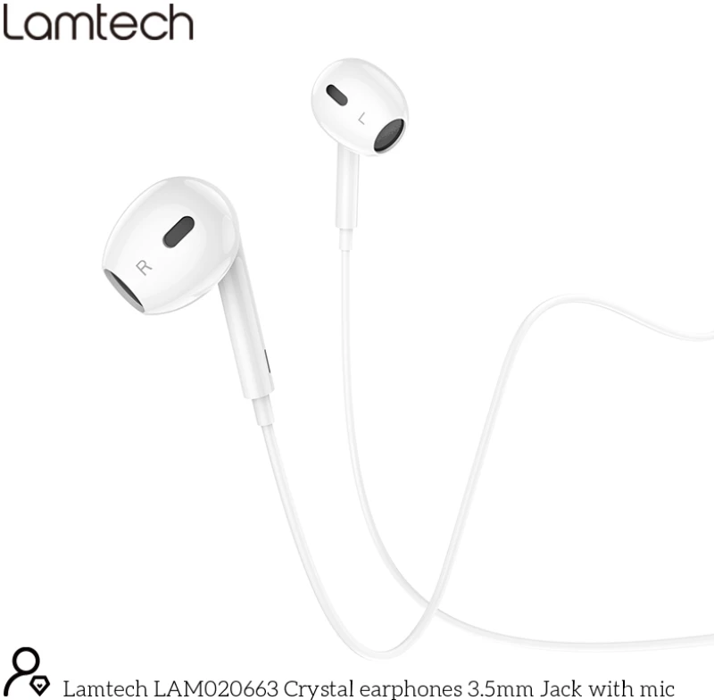 LAMTECH HANDSFREE STEREO 3,5mm JACK WITH MIC WHITE