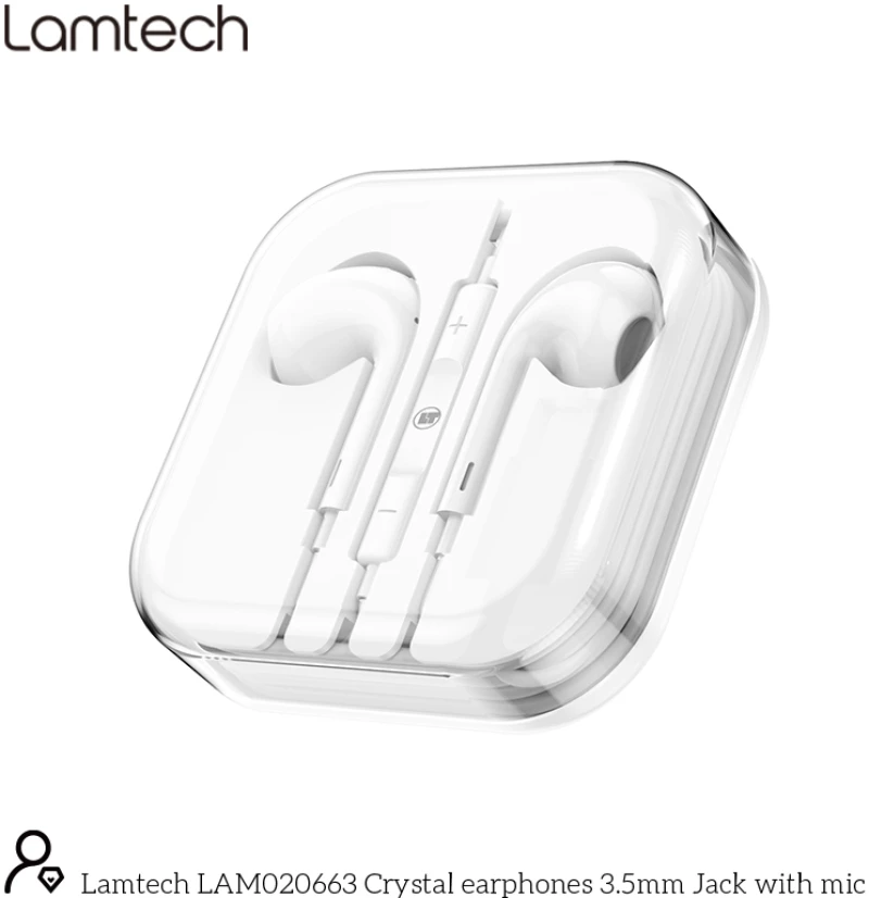 LAMTECH HANDSFREE STEREO 3,5mm JACK WITH MIC WHITE