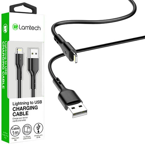 LAMTECH CHARGING CABLE iPhone 5/6/7 1m BLACK