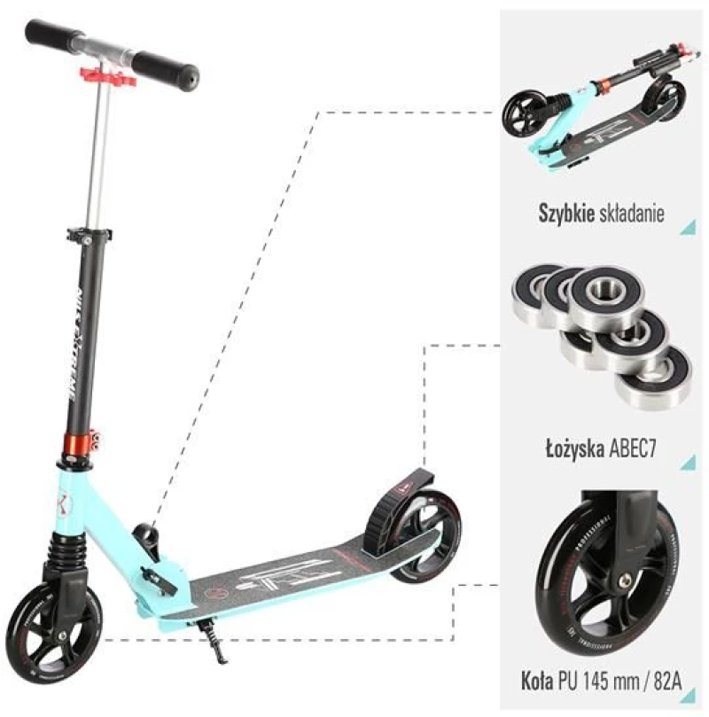 NILS EXTREME SCOOTER HM2160 ΜΑΥΡΟ/ΓΑΛΑΖΙΟ