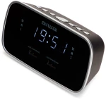 AIWA DUAL ALARM CLOCK RADIO WITH 2 CHARGING USB PORTS BLACK
