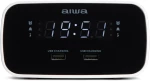 AIWA DUAL ALARM CLOCK RADIO WITH 2 CHARGING USB PORTS BLACK