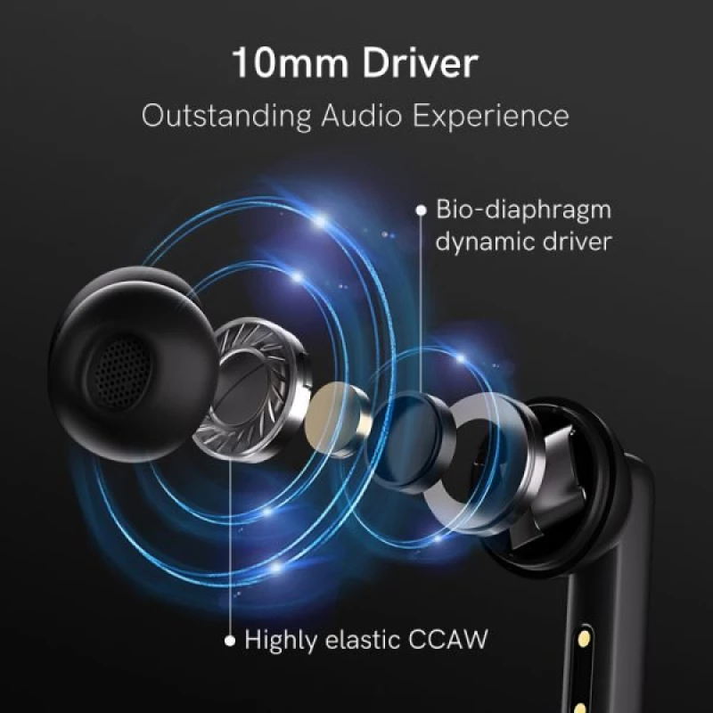 QCY T13 ANC In-ear Bluetooth Handsfree Ακουστικά με Θήκη Φόρτισης Μαύρα