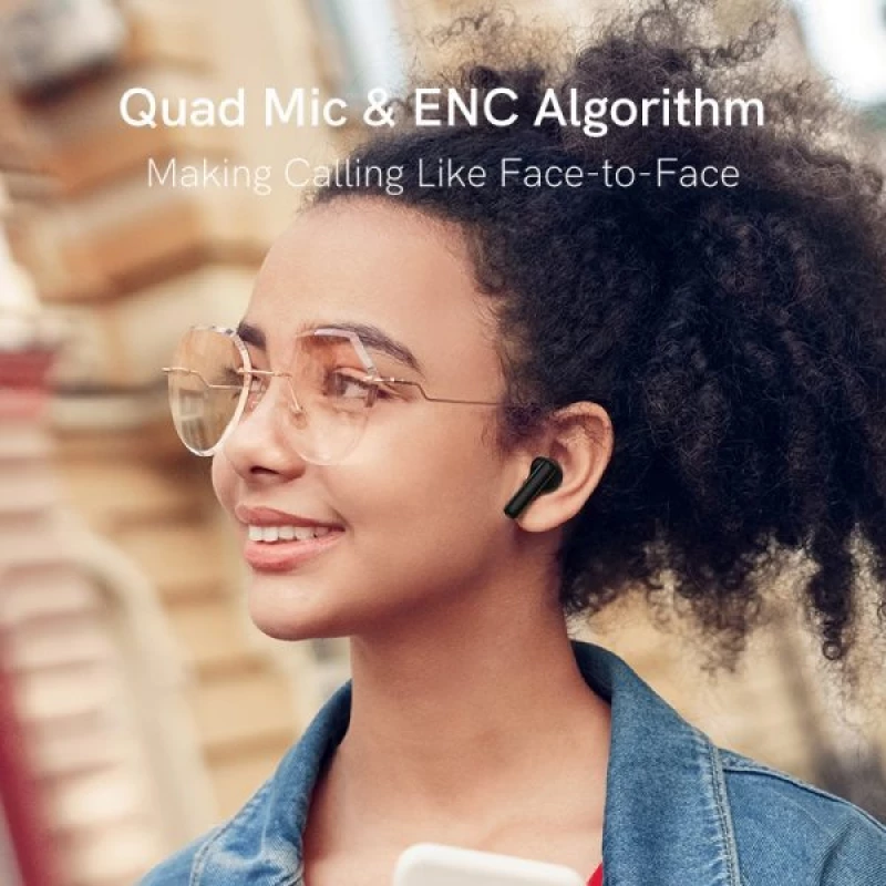 QCY T13 ANC In-ear Bluetooth Handsfree Ακουστικά με Θήκη Φόρτισης Μαύρα
