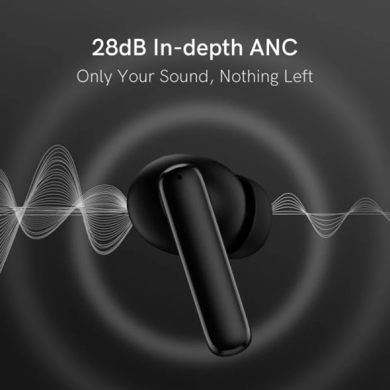 QCY T13 ANC In-ear Bluetooth Handsfree Ακουστικά με Θήκη Φόρτισης Μαύρα
