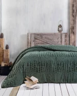 ΚΟΥΒΕΡΤΟΠΑΠΛΩΜΑ CROCO ΠΡΑΣΙΝΟ 220X240 760gsm VELVET