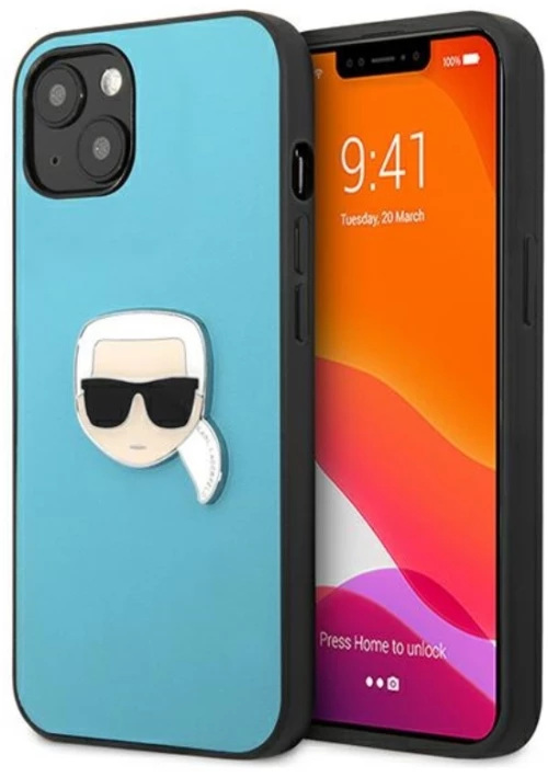 Karl Lagerfeld PU Leather Karl's Head Metal - Case for iPhone 13 mini (Blue)