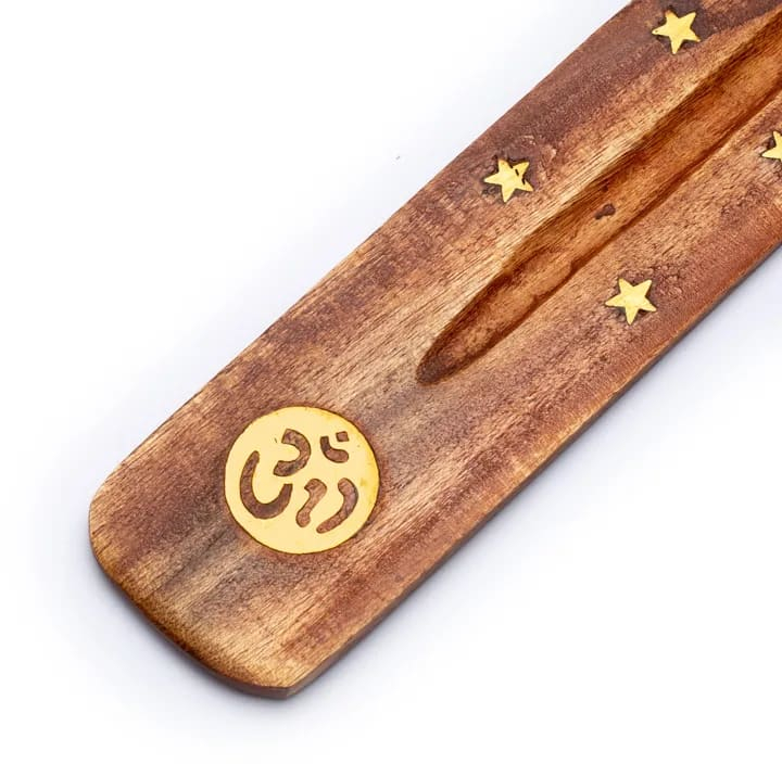 Ξύλινη Βάση καύσης για Αρωματικά Στικ με σχέδιo Om