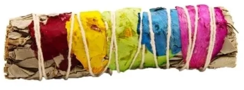 White Sage Smudge 7 Chakra Stick - Ραβδί Θυμιάματος Λευκό Φασκόμηλο με Ροδοπέταλα