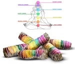 White Sage Smudge 7 Chakra Stick - Ραβδί Θυμιάματος Λευκό Φασκόμηλο με Ροδοπέταλα