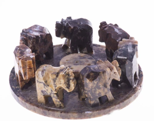 Αρωματικός Καυστήρας Στικ από Φυσική Σαπουνόπετρα με σχέδιο Ελέφαντες σε Κύκλο