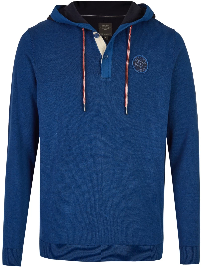 195368-2238 Hooded Pullover KITARO ΑΝΔΡΙΚΟ ΠΛΕΚΤΟ ΦΟΥΤΕΡ ΜΠΛΕ Kitaro