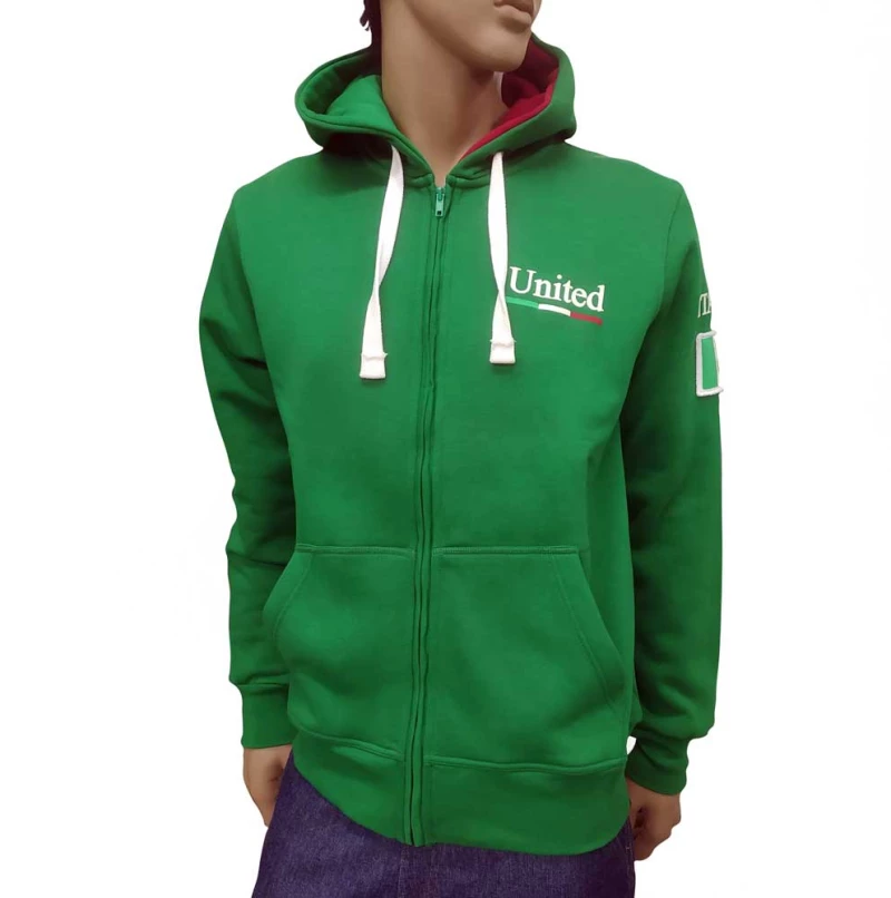 Φούτερ zipper με κουκούλα United Cotton MJ6 Green