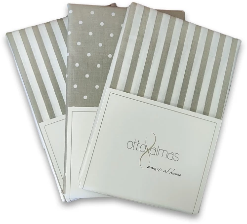 Σεντόνια υπέρδιπλα σετ 4 τμχ 240x270cm Otto almas striped - puncte Μπεζ