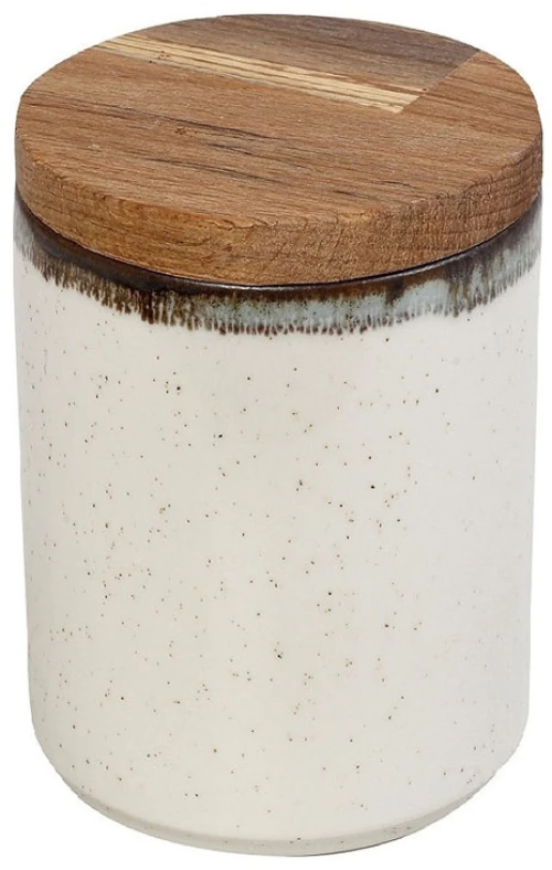 Δοχείο Stoneware με ξύλινο καπάκι Reactive πράσινo Essentials 8x12cm Espiel OWP131K6