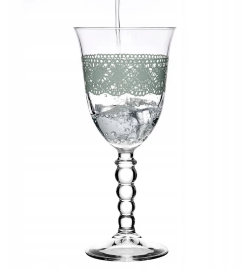 Ποτήρι Νερού γυάλινο Κολωνάτο Macrame azzuro με πόδι 270ml Marva M67960