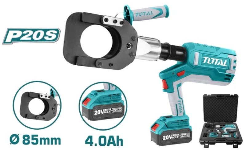 TOTAL ΕΠΑΓΓΕΛΜΑΤΙΚΟΣ ΥΔΡΑΥΛΙΚΟΣ ΚΟΦΤΗΣ ΚΑΛΩΔΙΩΝ ΜΠΑΤ. Li-ion 20V / 4Ah / 2 ΜΠΑΤΑΡΙΕΣ (TRCLI2002)