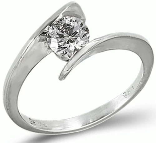 Λευκο Μονόπετρο Δαχτυλίδι 14k 0176Λ