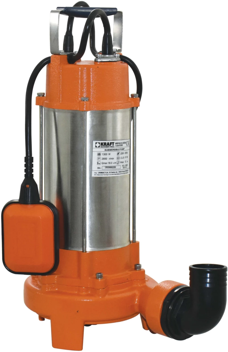 KRAFT Αντλία υποβρύχια INOX με κοπτήρα 1300W (63560)