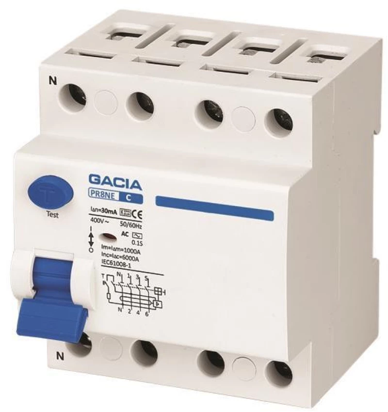 ΡΕΛΕ ΔΙΑΡΡΟΗΣ 4Χ63Α 6KA 30mA GACIA TYPE A - ELECTRONIC - (500-37513)