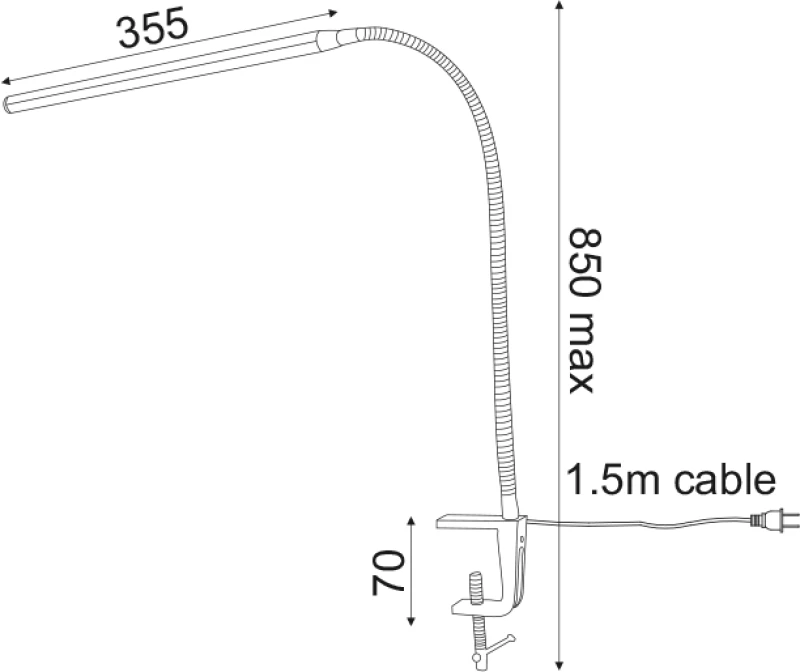 LED ΓΡΑΦΕΙΟΥ 5W 4000Κ ΑΦΗΣ ΛΕΥΚΟ+ΣΠΙΡΑΛ+ΣΦΙΓΚΤΗΡ 230VΗ85,5CM DELGADO - ACA (16055LEDWHC)