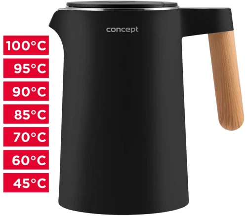 Concept RK3301 Salt & Pepper Ηλ. βραστήρας ανοξείδωτος 1,5L Μάυρο / Ξύλο