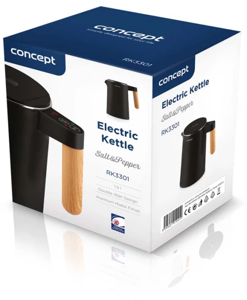 Concept RK3301 Salt & Pepper Ηλ. βραστήρας ανοξείδωτος 1,5L Μάυρο / Ξύλο