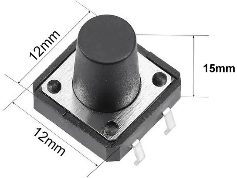 SMD Tact Μικροδιακόπτης 4 Pin DC 12V 0.5A (12x12x15mm) (OEM)