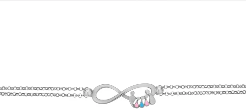 Ασημένιο Βραχιόλι Άπειρο Οικογένεια ( Μπαμπάς, Μαμά, 1 Αγόρι, 2 Κορίτσια ) ABR-E4431GBGL1